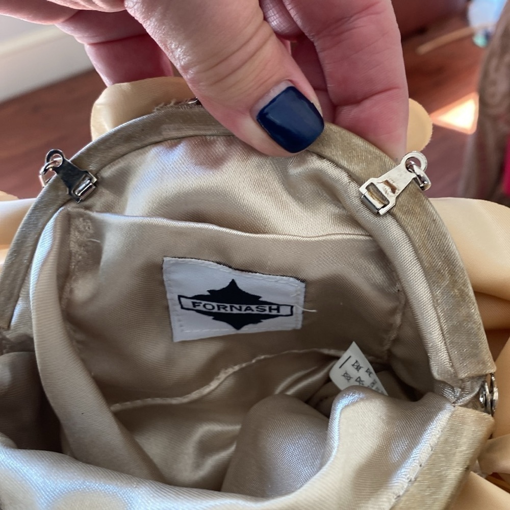 Fornash Long Chain Champagne Color Ruffled Handbag - Picture 3 of 5